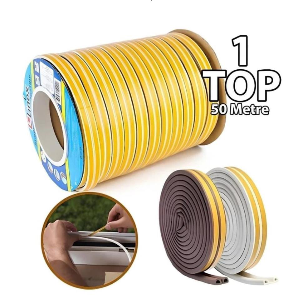 KAUÇUK KAPI PENCERE BANDI BANTI FİTİLİ 2X50=100MT BEYAZ VE KAHVE RENK