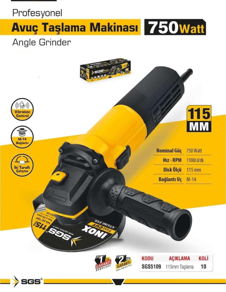 SGS AVUÇ TAŞLAMA 750WATT DEVİR AYARLI SGS5111
