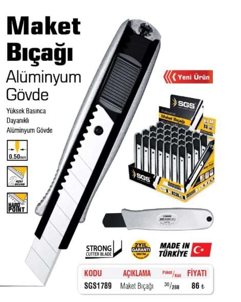 FALÇATA MAKET BIÇAĞI METAL  ALÜMİNYUM RENK SGS1789