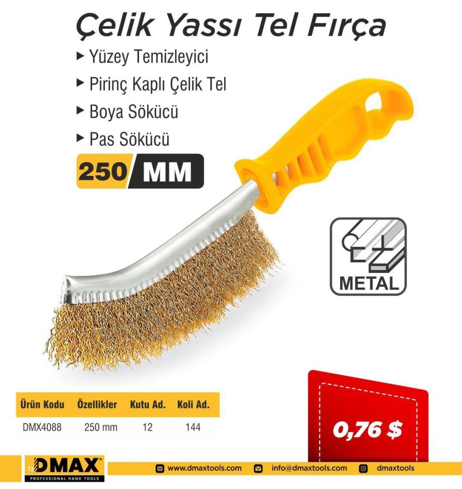 TEL FIRÇA YASSI EĞRİ PLASTİK SAPLI BY
