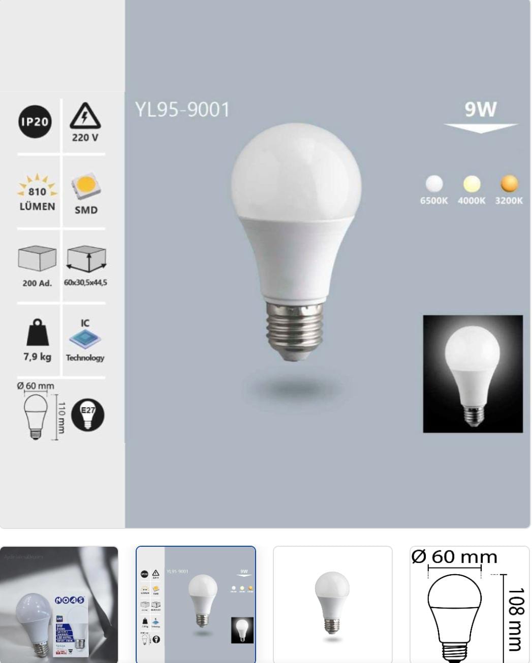 LED AMPÜL 9WAT TÜRK MALI