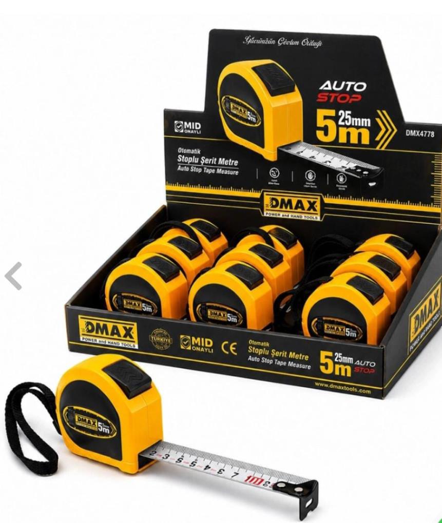 DMAX ŞERİT METRE STOPLU 3X16MM SÜPER KALİTE