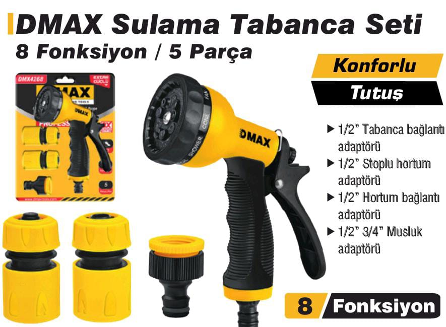 Hortum ve Sulama Tabancası 8 Fonksiyonlu 5 PCS BY