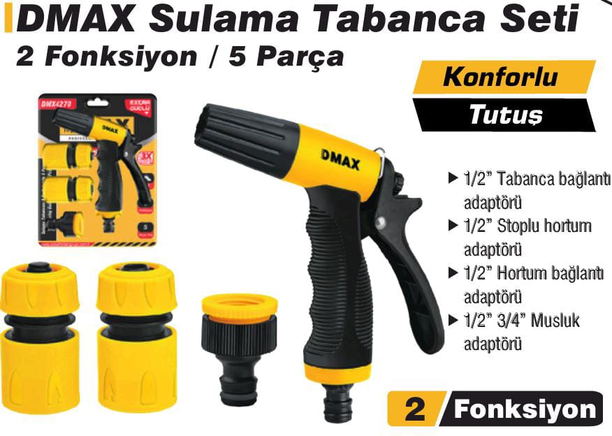 Hortum ve Sulama Tabancası adaptörlü 5 Pcs BY