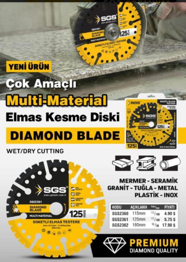 ÇOK AMAÇLI KESİCİ 115MM MERMER METAL AHŞAP PVC SGS2360