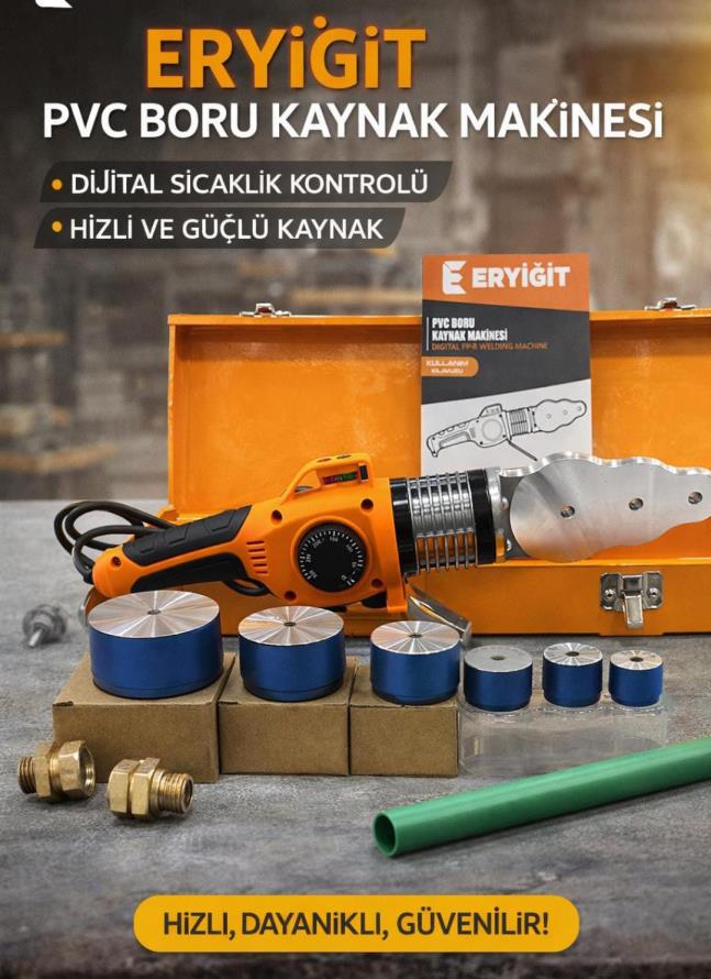 ERYİĞİT DİJİTAL PVC PPRC BORU KAYNAK MAKİNASI 6 ADET PAFTA 20MM DEN 63MM E KADAR